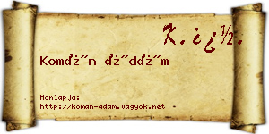 Komán Ádám névjegykártya